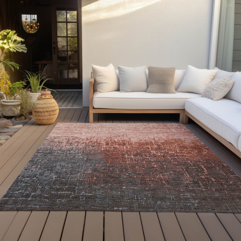 Machine Washable Indoor/ Outdoor Ombre Texture Chantille Rug