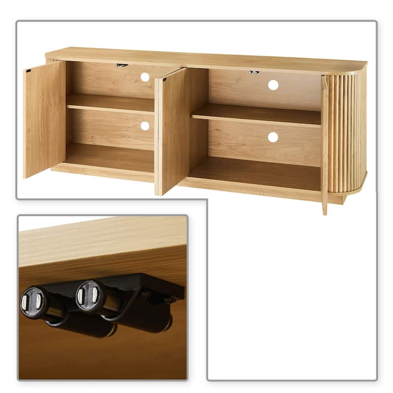 Minimalist Design Wooden Sideboard Buffet Cabinet with Adjustable Internal Shelves and Cable Management Holes