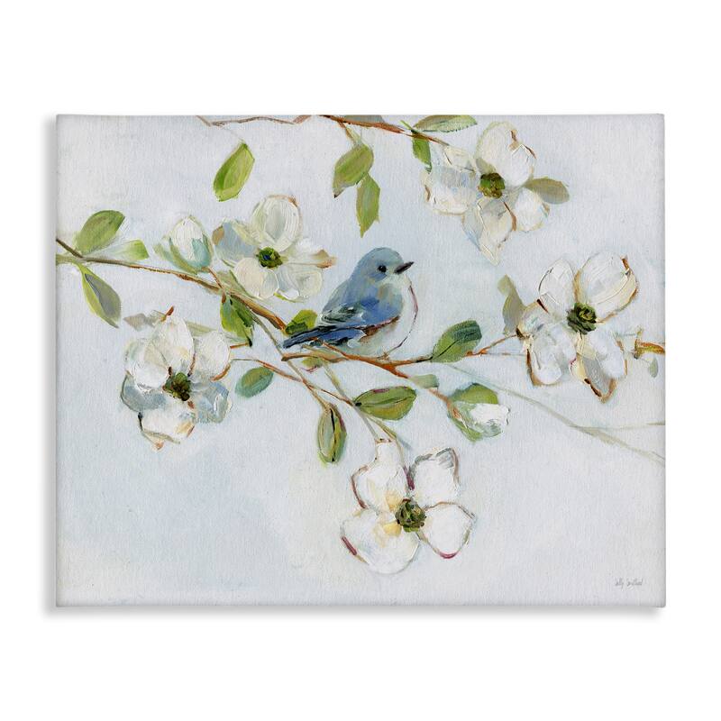 Stupell Bird Perched on Dogwood Canvas Wall Art Design By Sally Swatland - 20 x 16