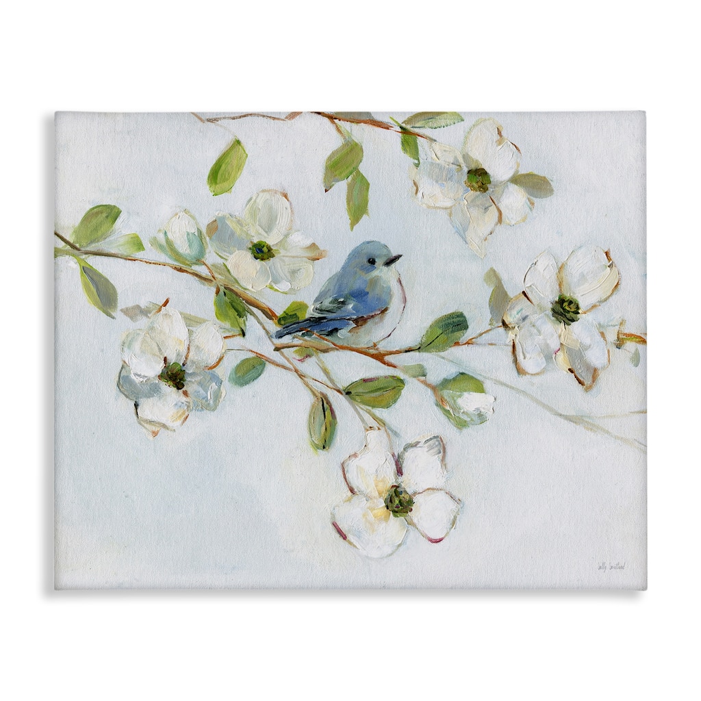 Stupell Bird Perched on Dogwood Canvas Wall Art Design By Sally Swatland