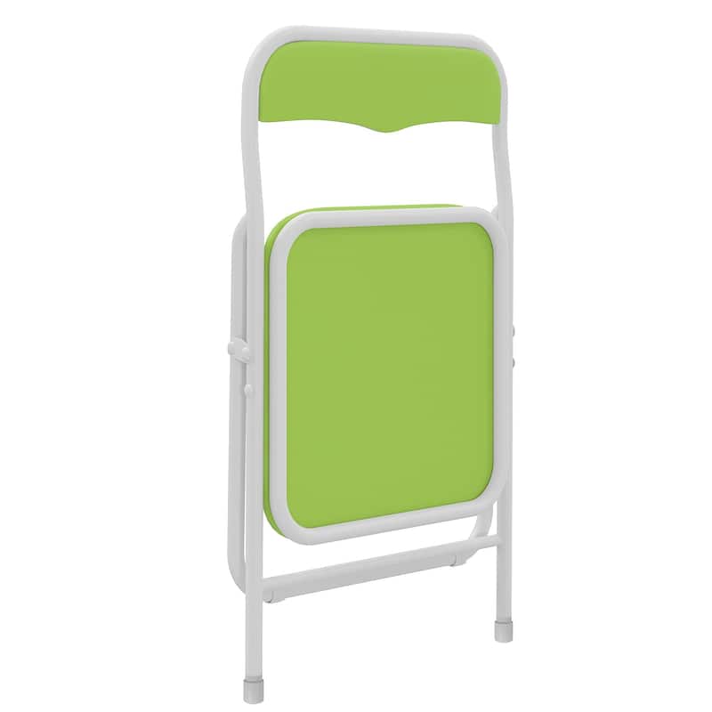 VECELO 5 Pcs Kids Folding Activity Table and Chairs Set, Portable, with Ultra Soft PU Padded Cushion, Matte Black