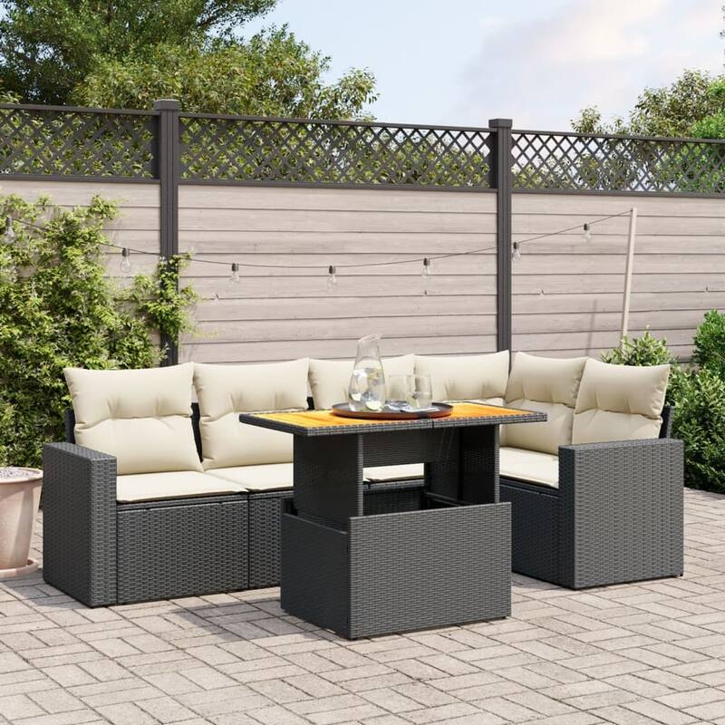 vidaXL Garden Sofa Set - 21.7 x 39.4 x 28.7 - Black - form1