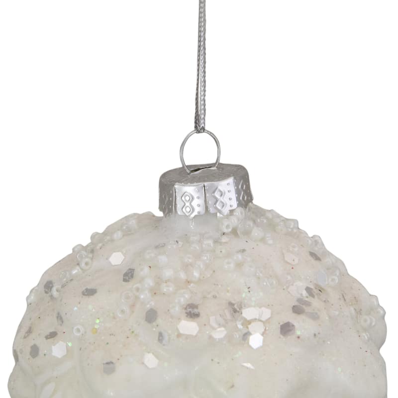 3.75" White Frosted Pine Cone Glass Christmas Ornament