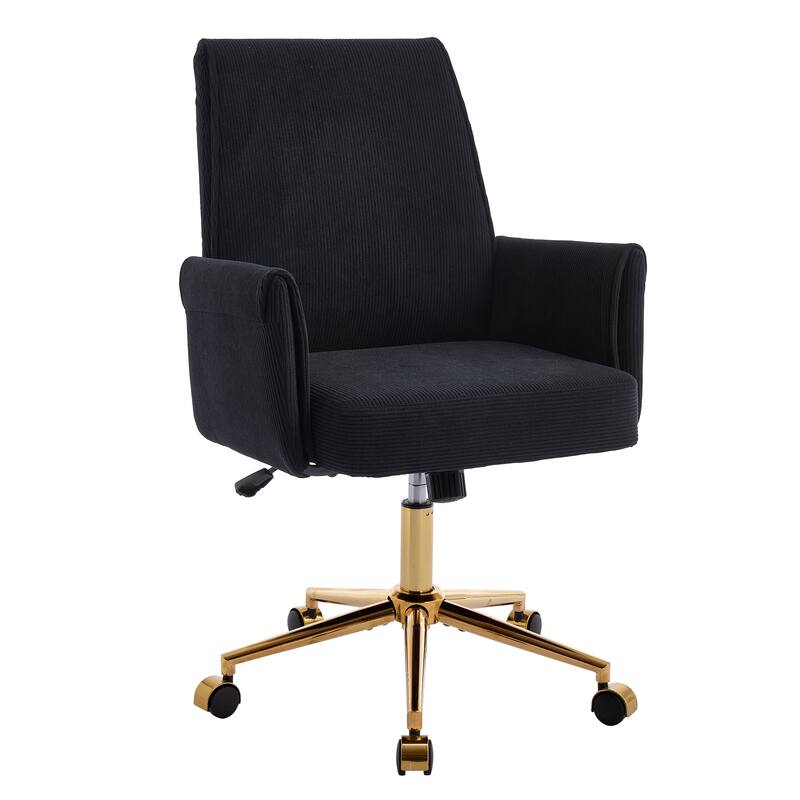 Corduroy Swivel Office Chair with Wheels, Ergonomic High Back Task Chair, Upholstered Accent Chair with Adjustable Height