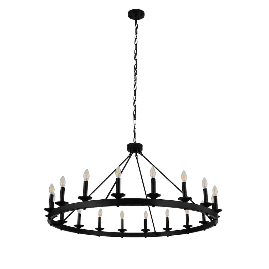 48" 18-Light Industrial Wagon Wheel Large Round Chandelier Fixture