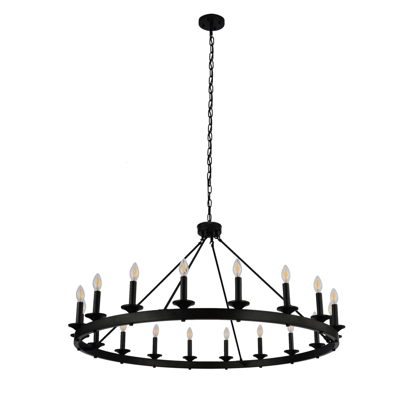 48" 18-Light Industrial Wagon Wheel Large Round Chandelier Fixture
