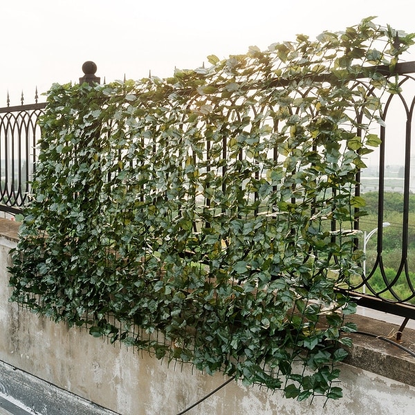 Garden Artificial Ivy Privacy Fence Screen Wooden Retractable Garden Plant Fence Artificial Hedges Fence And Faux Ivy Vine Leaf Decoration For Outdoor Decor Decorative Fences Garden Outdoors