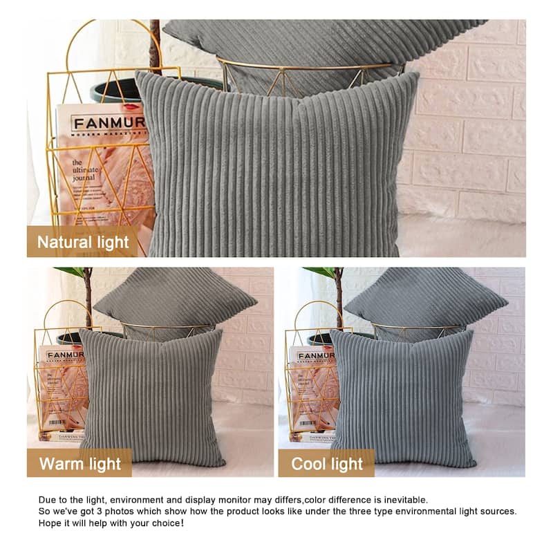 Corduroy Throw Pillow Striped Pillow for Couch Set of 2