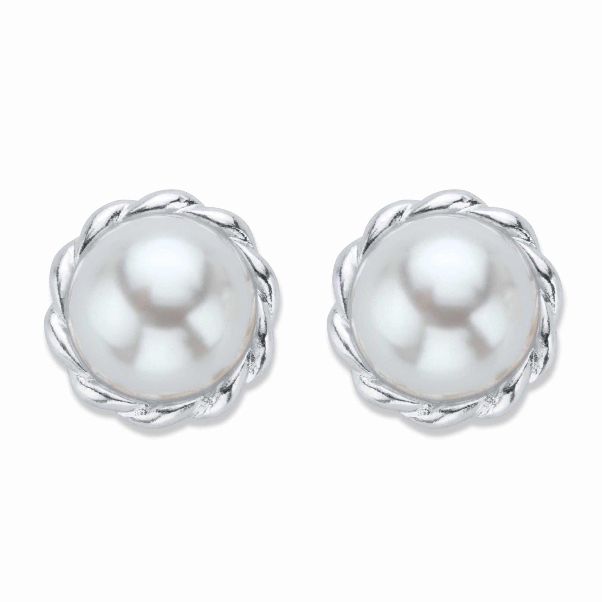White 10mm Simulated Shell Pearl Earrings on Metal-Free Plastic Posts