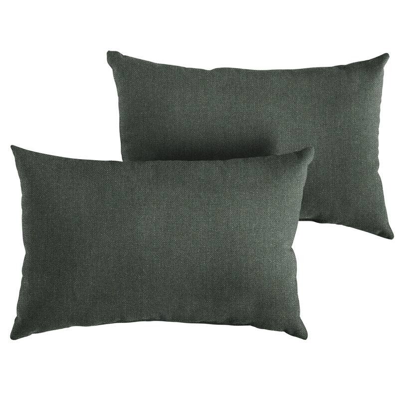 Sorra Home Sunbrella Outdoor Knife Edge Pillow Set of 2 - Sunbrella - Canvas Natural/Canvas Teal - 14 in H x 24 in W x 6 in D