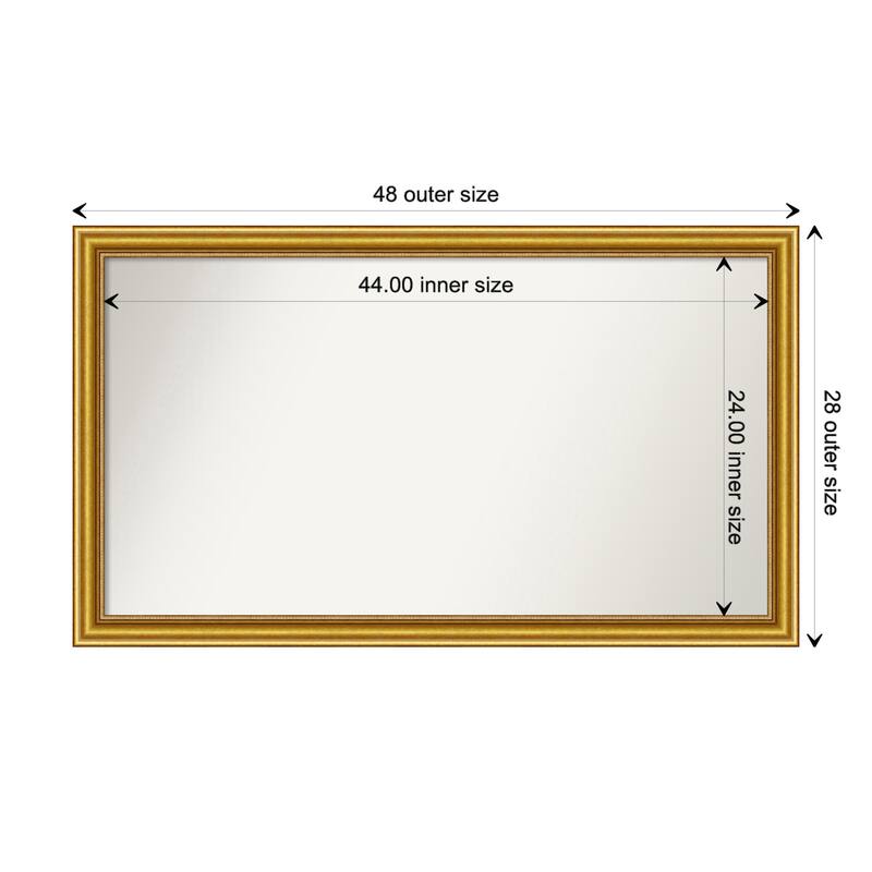 Townhouse Gold Framed Non-Beveled Custom Wall Mirror, Bathroom Vanity Mirror - Outer Size: 47.75 x 27.75