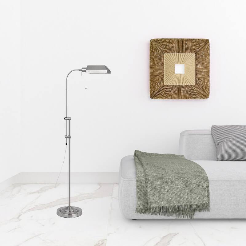 57 Inch Adjustable Floor Lamp with Square Metal Shade for Living Room