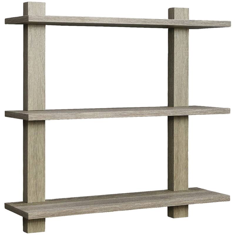Sorbus Floating Shelf Asymmetric Wood Floating Shelf (3 Tier) - 23.62" L x 6" W x 23.62" H