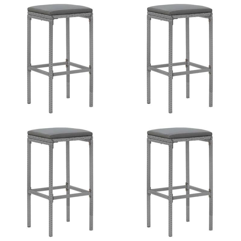 vidaXL 5 Piece Patio Bar Set with Cushions Black Poly Rattan - 15" x 15" x 29.9"