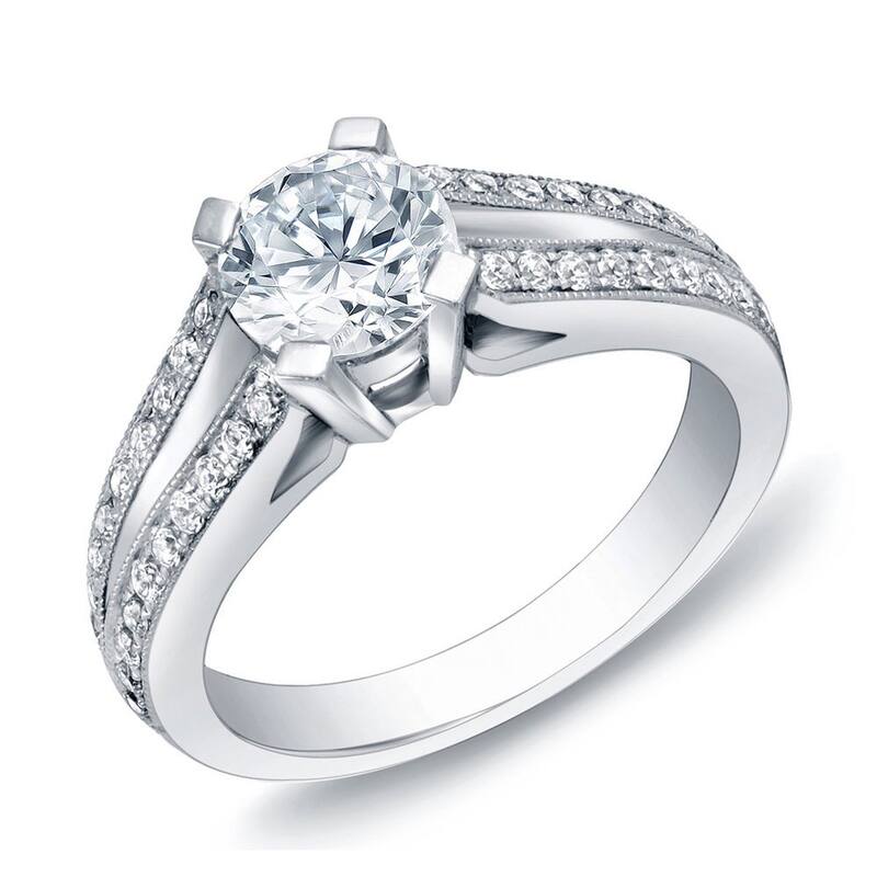 Auriya 14k Gold 1 1/4ctw Round Diamond Engagement Ring Certified (H-I. SI1-SI2) - White - 4