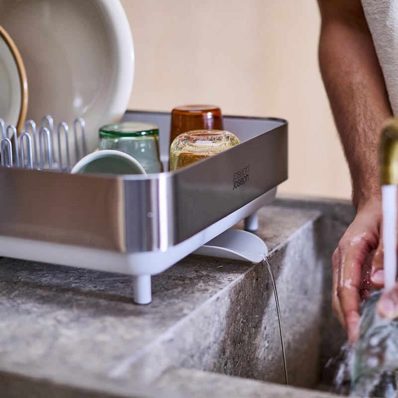 Extend Steel Plus Expandable Dish Rack with Wine Glass Holder