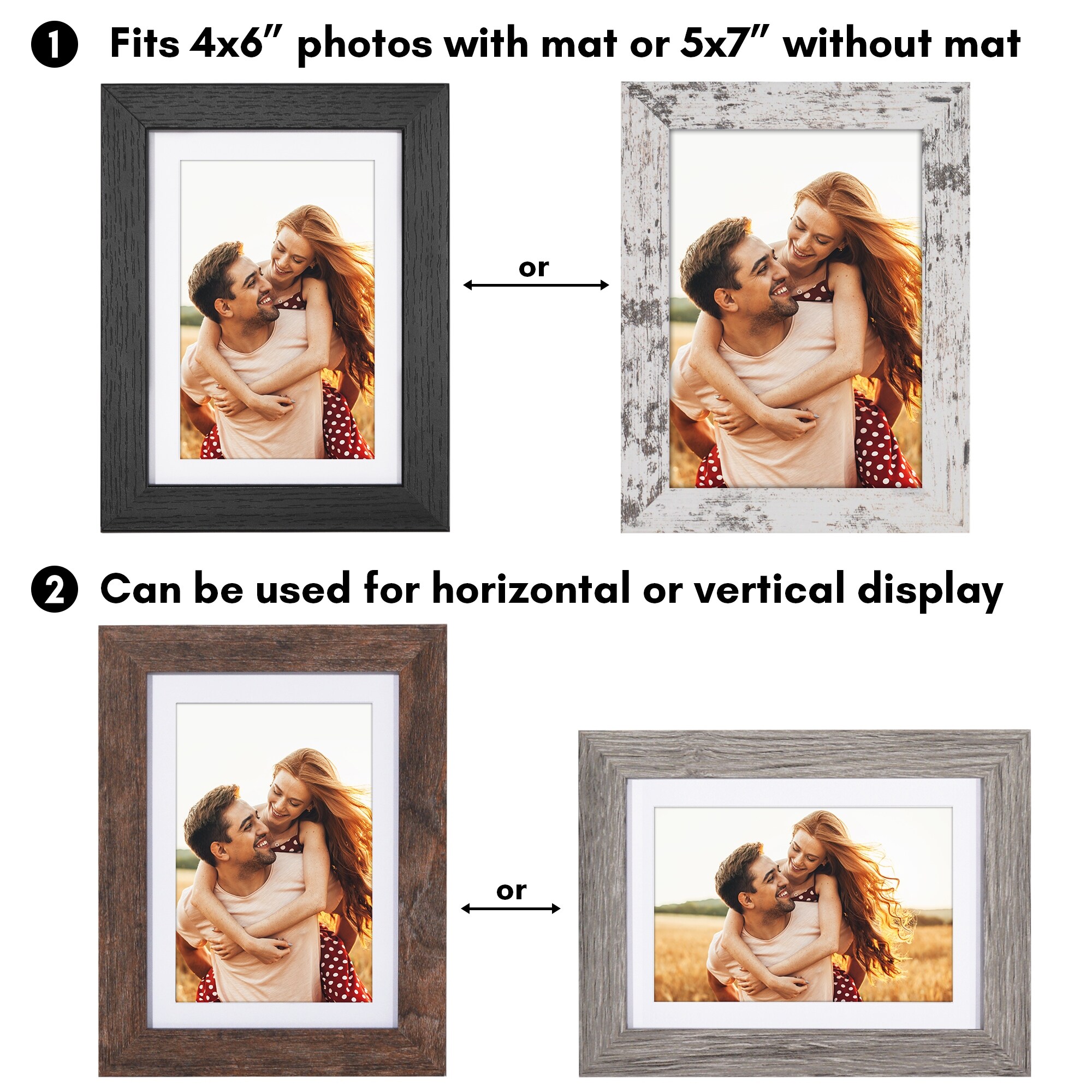 Americanflat Picture Frame Set With Mat - Ideal for Displaying Your Favorite Photos and Artwork-image