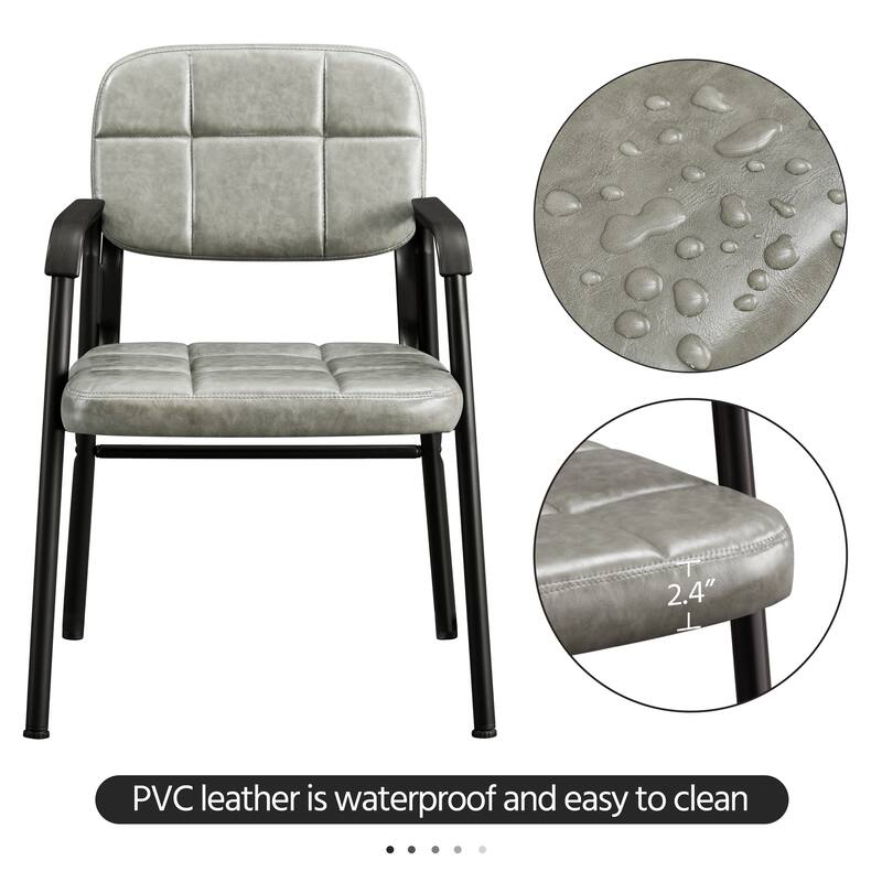 Yaheetech 2pcs Upholstered Leather Chairs with Armrest & Metal Frame