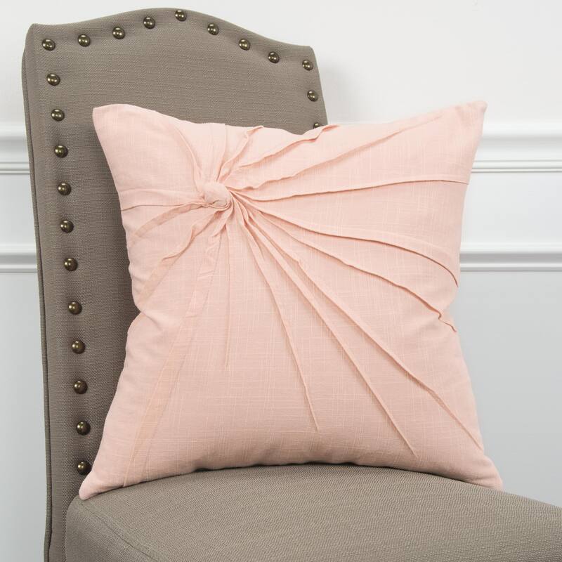 Twisted Knot Cotton Throw Pillow with Removable Cover - Pink