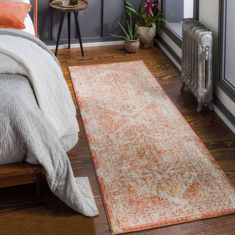 Livabliss Traditional Mirabel Medallion Area Rug - 2'7" x 10' - Burnt Orange
