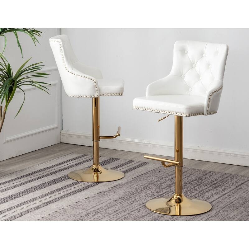 Best Master Furniture Adjustable Swivel Bar Stools with Gold Base (Set