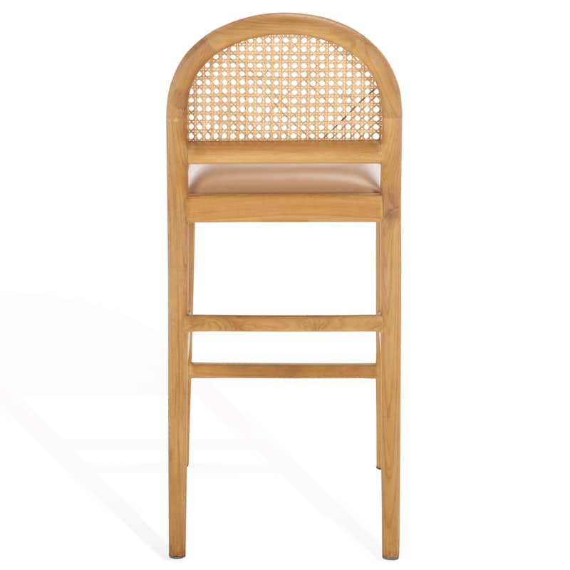 SAFAVIEH Couture Laylie Rattan And Leather 26-inch Counter Stool - 16"W x 20"D x 37"H