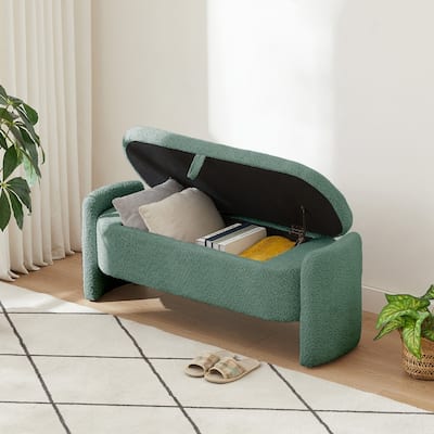 Modern Fleece Fabric Storage Bench with Filp-up Storage for the Living Room & Bedroom,4 Colors