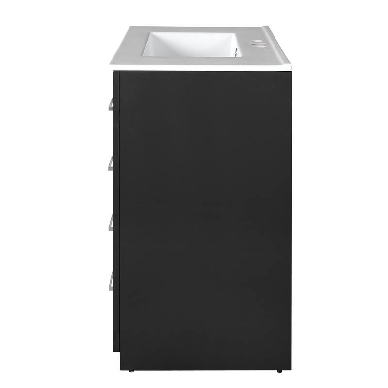 30"Bathroom Vanity with Ceramic Sink,Solid Wood Storage Cabinet,Freestanding Vanity Set with 3 Drawers& Soft Closing Doors