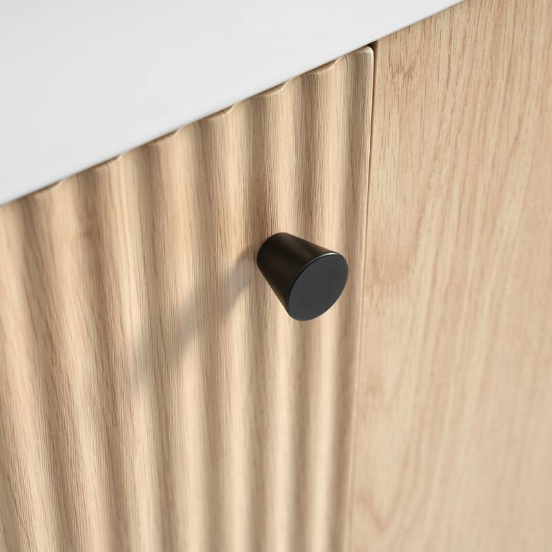 Wood Bathroom Vanity with Sink, Freestanding Single Basin Cabinet, Bathroom Cabinet with Textured Front & Side Storage Shelf