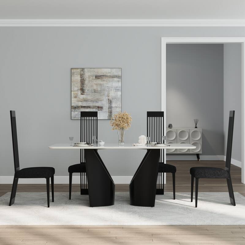 Modern Luxury Boucle Dining Chairs with High Back Design and Metal Legs