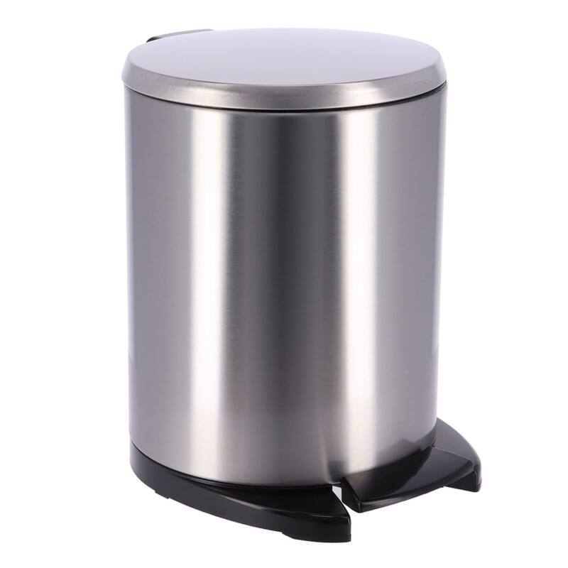 Soft Close Lid Stainless Steel Round Step Trash Can Waste Bin 6-liters -1.6-gal. - 1.6 - Stainless steel