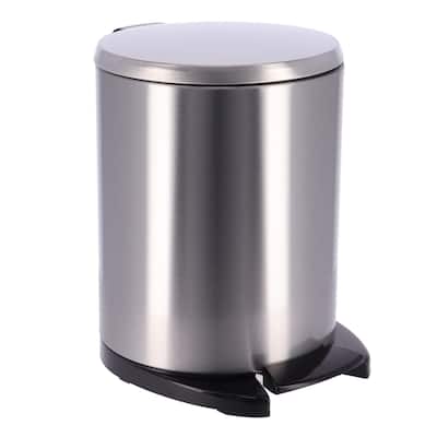 Soft Close Lid Stainless Steel Round Step Trash Can Waste Bin 6-liters -1.6-gal. - 1.6