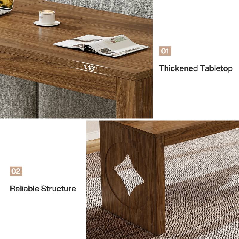 Extra Long 2 Person Computer Desk with Diamond-Cut Base