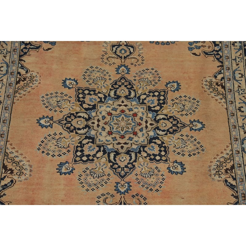 Mashad Vintage Persian Area Rug Handmade Wool Carpet - 6'4" x 9'8"