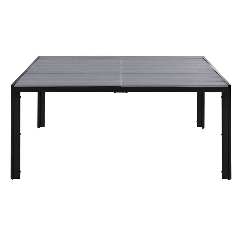 7 Pcs Outdoor Steel Dining Table and Chair Set, All Weather Patio Furniture Set with Rectangular Table and 6 Dining Chair