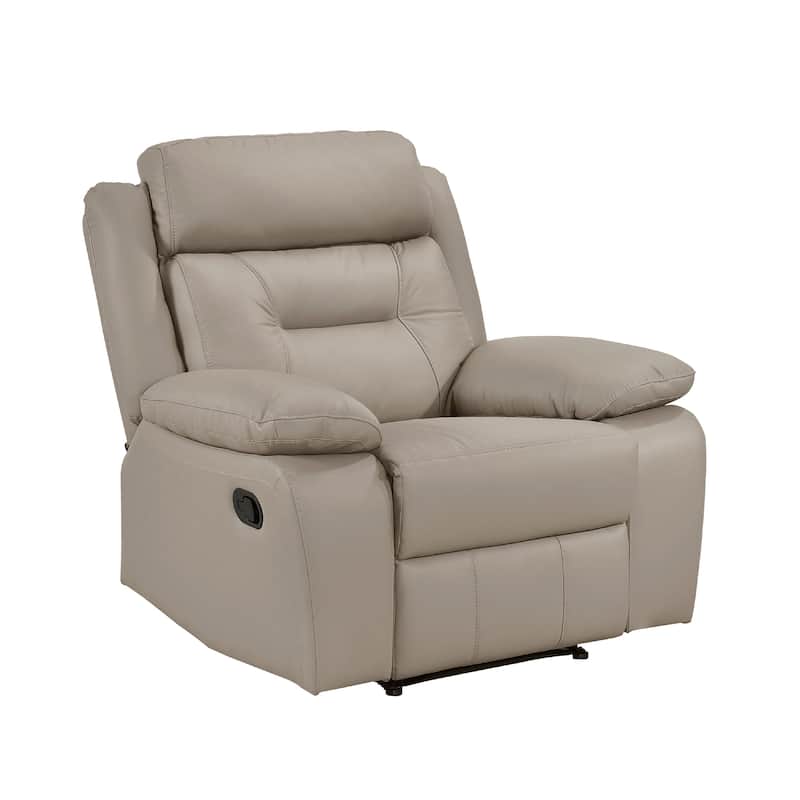 Conia Manual Reclining Chair, Latte Beige Top Grain Leather Cushions