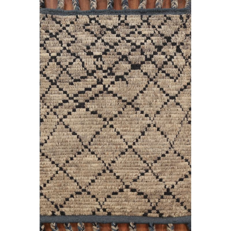 Striped Moroccan Oriental Foyer Rug Hand-Knotted Wool Carpet - 2'0"x 3'0"