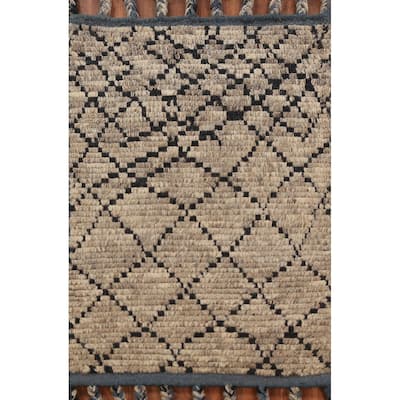 Striped Moroccan Oriental Foyer Rug Hand-Knotted Wool Carpet - 2'0"x 3'0"