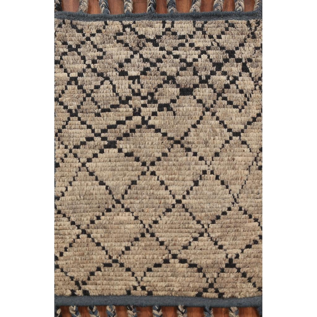 Striped Moroccan Oriental Foyer Rug Hand-Knotted Wool Carpet - 2'0"x 3'0"