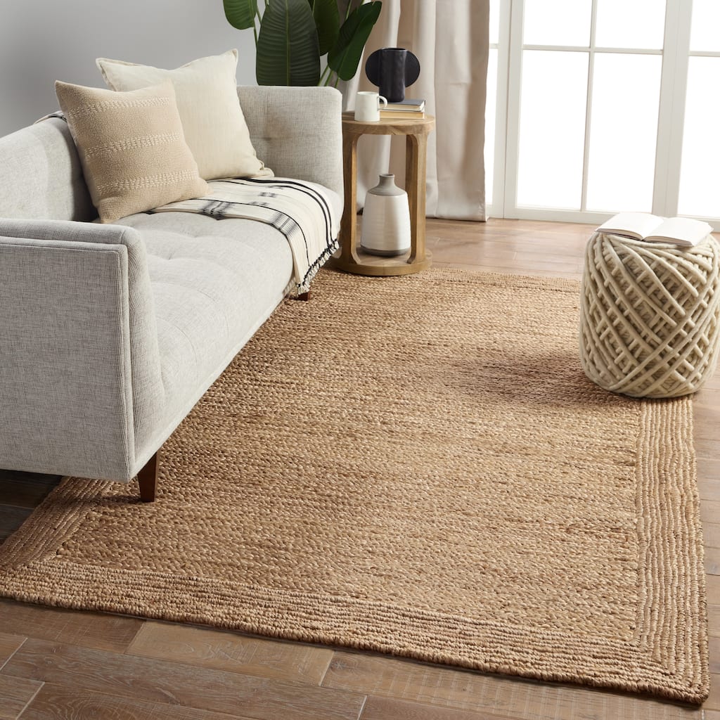 Namtso Natural Solid Beige Area Rug