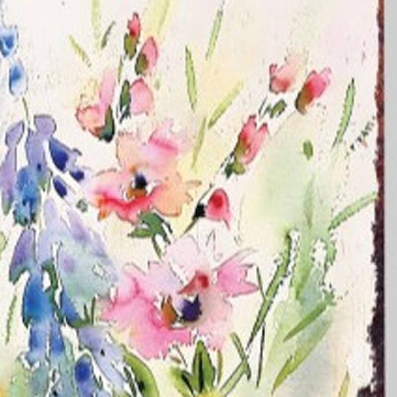 HomeRoots 30" Blue Pink White And Yellow Solid Wood Wildflowers Garden Stake