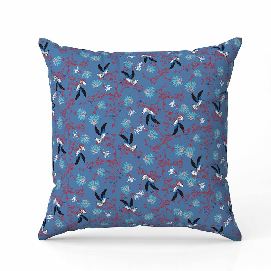 Songbird Flora Parade Faux Suede Reversible Throw Pillow Blue and Red
