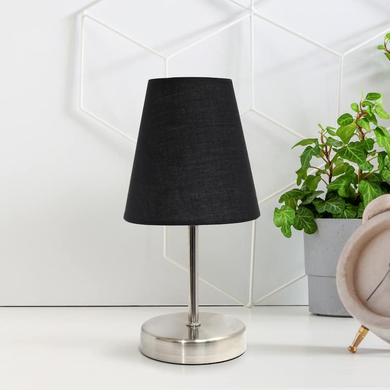 10.5" Petite Metal Stick Lamp in Sw Nickel w Fabric Shade