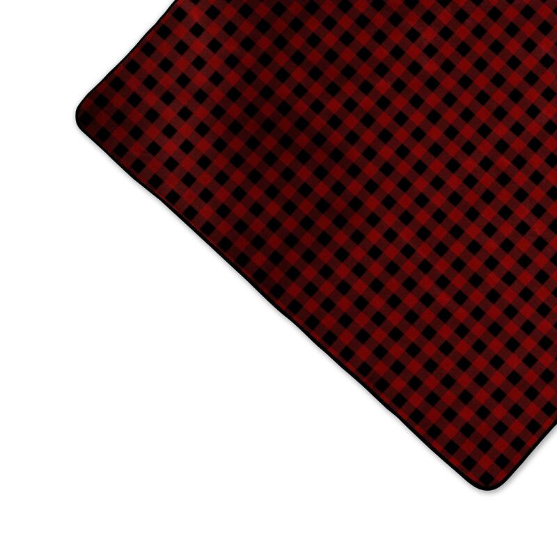 Outdoor Picnic Blanket Tote, (Red & Black Buffalo Plaid Pattern)