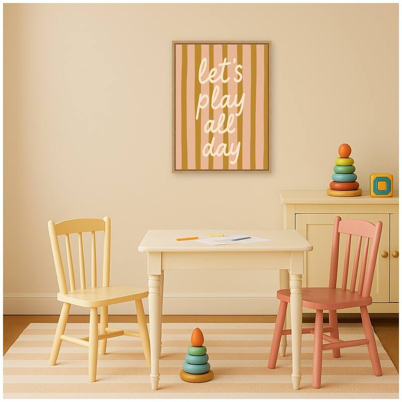 Kate and Laurel Lets Play All Day by Laura Moss Framed Canvas Wall Art Print