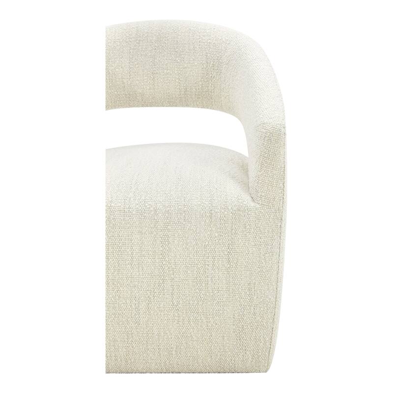 NADAAL STUDIOS Bailey, Rolling Dining Chairs Solid Wood with Performance Boucle Upholstery, White