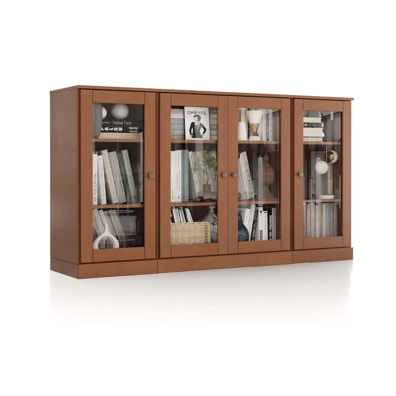Palace Imports 100% Solid Wood 65" Sideboard with Clear Glass Doors and Adjustable Shelves