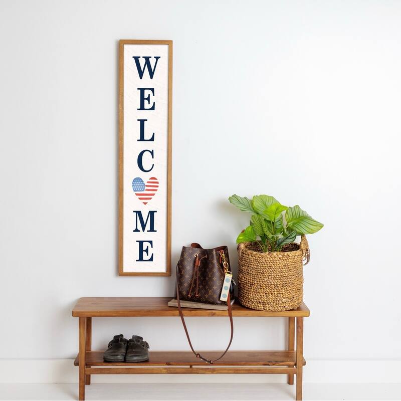 Welcome Americana Framed Barnwood Sign - Multi-Color