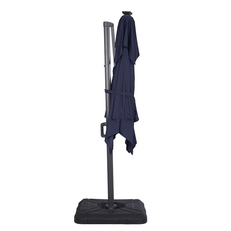 Furniture of America Yetta 8-foot LED Lights Steel Cantilever Offset Tilt Square Roma Umbrella with Base