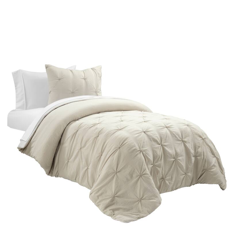 Lush Decor Ravello Pintuck BIAB Soft Reversible Printed Comforter With Sheet